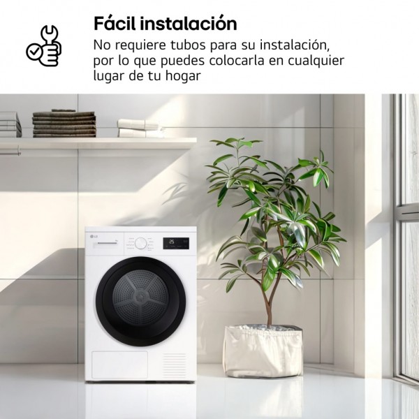 Secadora LG RHA1008NWK | 8 kg, Bomba de Calor A++, Antiarrugas, Blanca