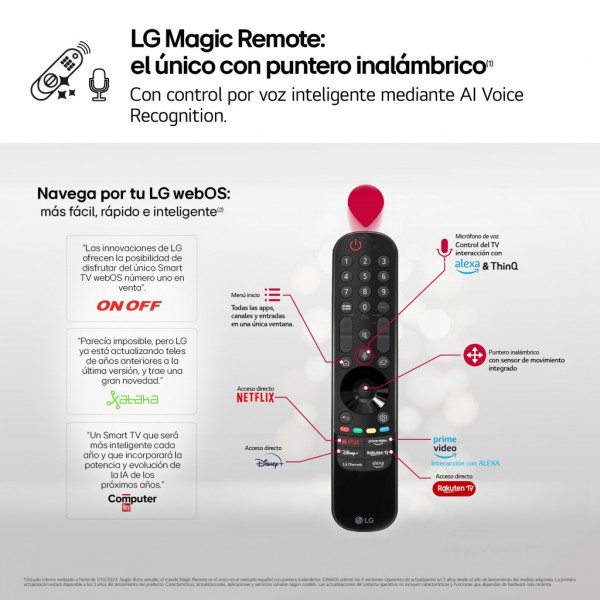 Televisor QNED LG 65QNED87T6B, Pantalla de 164 cm (65'') 4K con Smart TV WebOS24, E.
