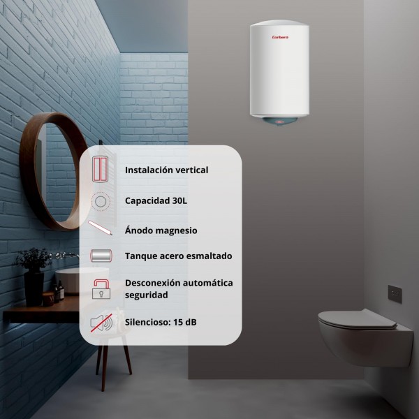 Termo Eléctrico Corberó CTMBA30 28L Vertical 1500W Clase C Agua Caliente