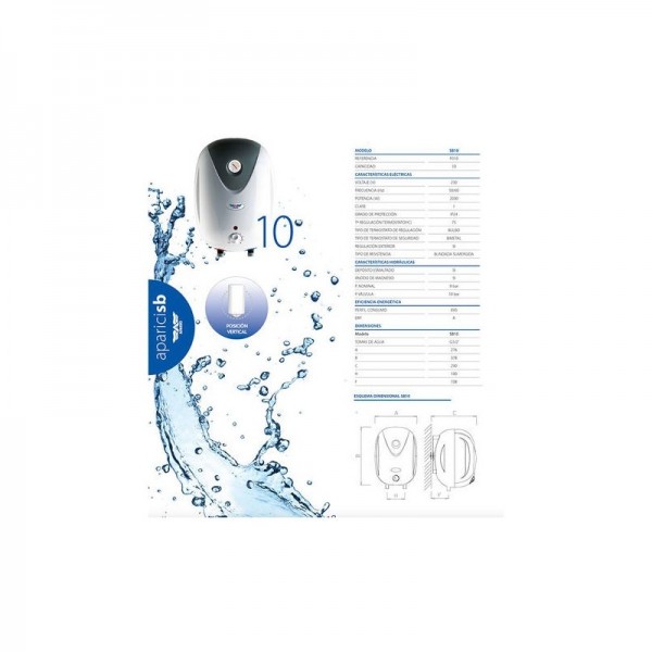 Termo Eléctrico NOFER SB10 Aparici 10L Vertical Compacto con Regulación Exterior