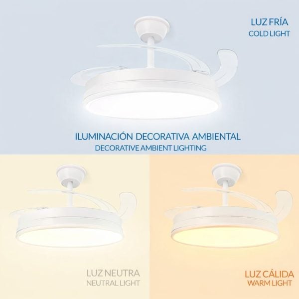 Ventilador de Techo DC Guerrero 44W Blanco 107 cm LED 4900Lm con Mando
