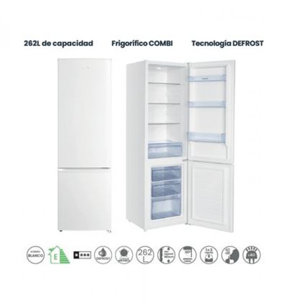 Frigorífico Combi Infiniton FGC-262C80BEP 262L 180cm Defrost Blanco Clase E