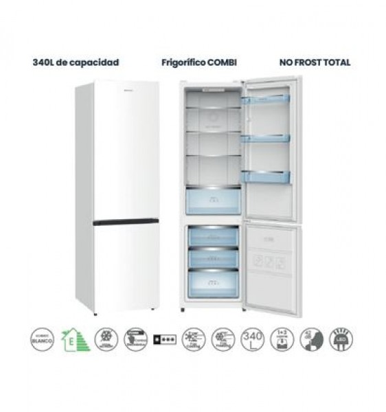 Frigorífico Combi Infiniton FGC-340C20BEM 340L 202cm Total No Frost Blanco Clase E