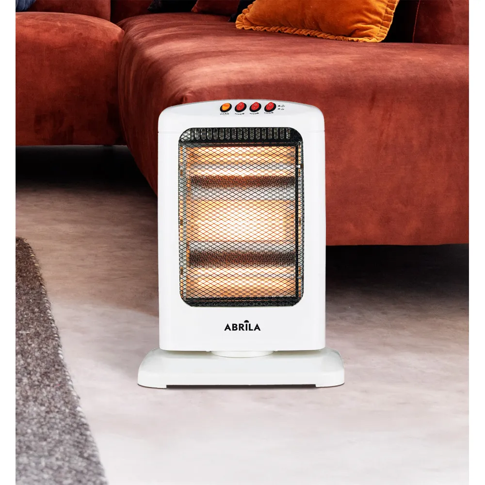 Estufa Eléctrica Candente 1200W Blanca Oscilante con 3 Potencias y Sistema Antivuelco