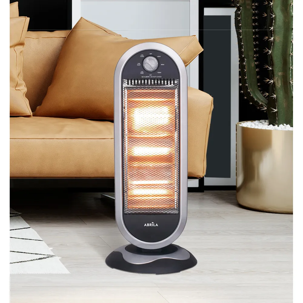 Estufa Eléctrica Candente 1200W Negro/Plata Oscilante con 3 Potencias y Sistema Antivuelco