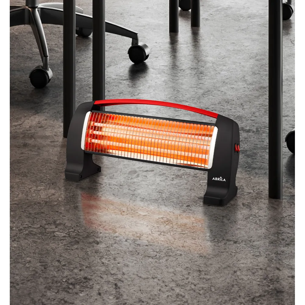 Estufa Eléctrica de Cuarzo Edipo 1200W Negro/Rojo con 3 Potencias y Sistema Antivuelco