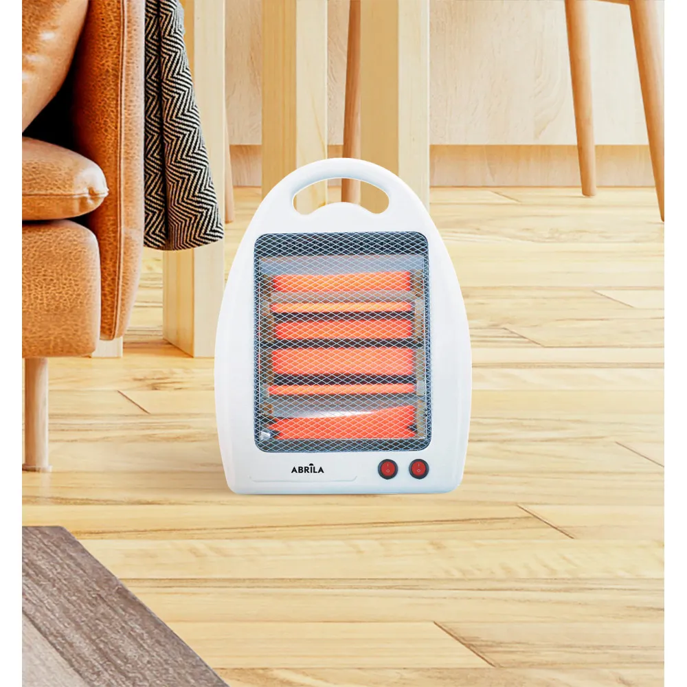 Estufa Eléctrica de Cuarzo Ígneo 800W Blanca con 2 Potencias, Asa y Sistema Antivuelco