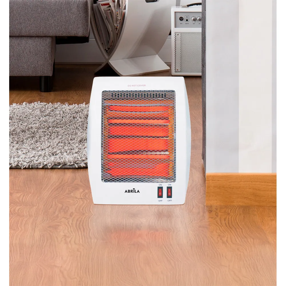 Estufa Eléctrica de Cuarzo Ígneo 800W Blanca con 2 Potencias, Asa y Sistema Antivuelco