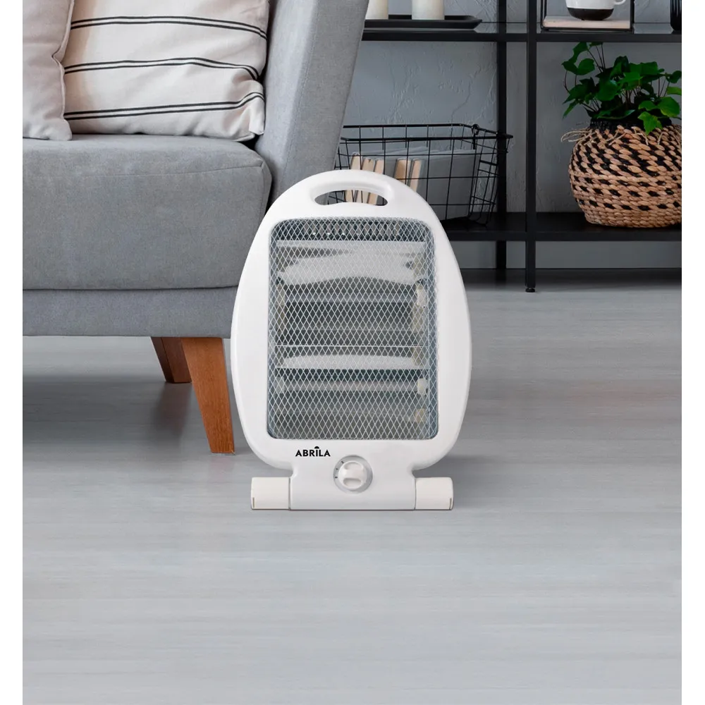 Estufa Eléctrica de Cuarzo Ígneo 800W Blanca con 2 Potencias, Asa y Sistema Antivuelco