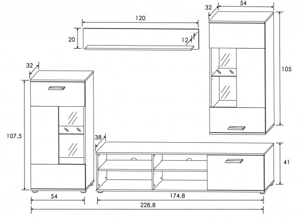 Composición Salón 229cm Antígona Cambria