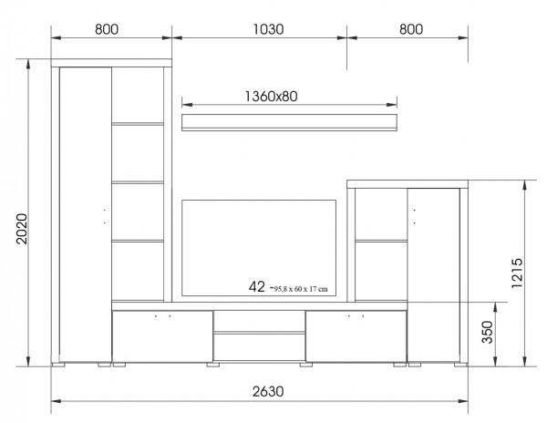 Composición Nobel 263cm Cambria y Blanco