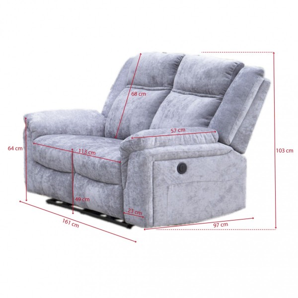 Sofá 2 Plazas Relax Eléctrico Troya Beige 161 cm