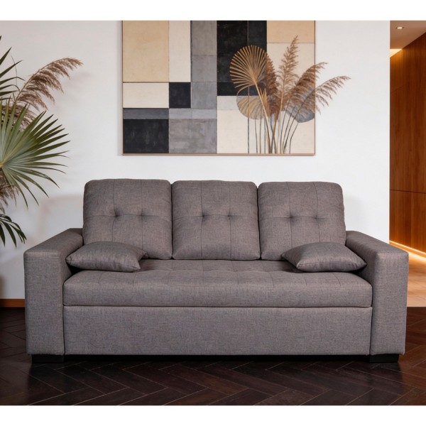 Sofá 3 Plazas Egeo Malmo Gris 188 cm Diseño Moderno