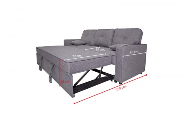 Sofá Cama Malmo 90 Dax Sofá tapizado 3 plazas Gris