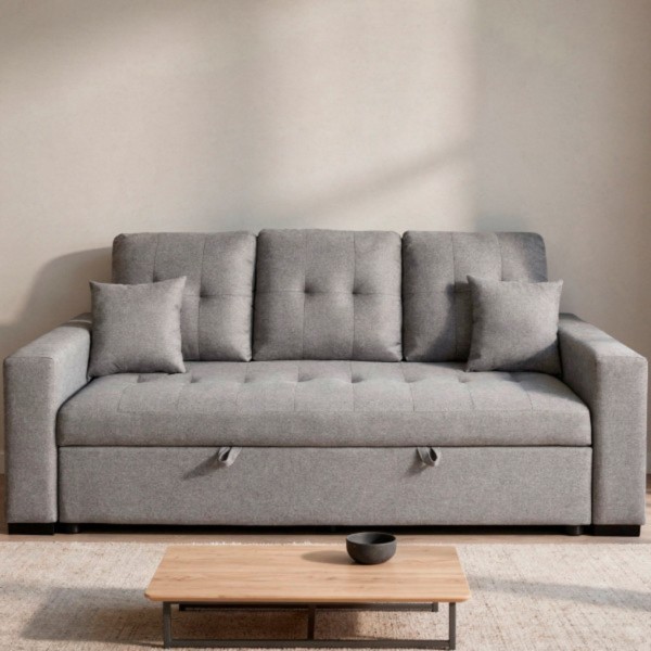 Sofá Cama Senra Malmo Gris 210 cm Apertura Frontal Extraíble
