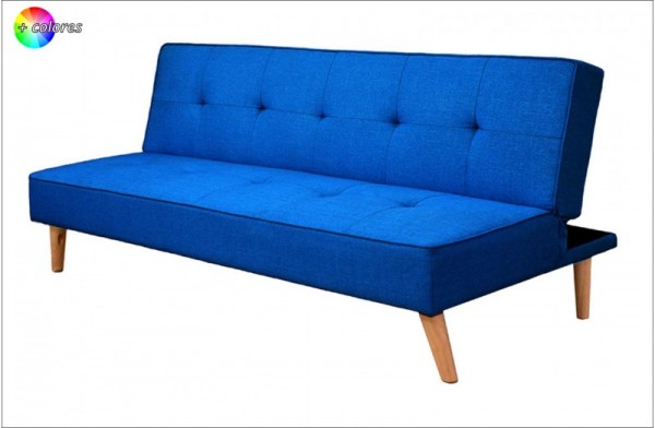 Sofa cama clic-clac pata madera modelo UNAI azul oscuro