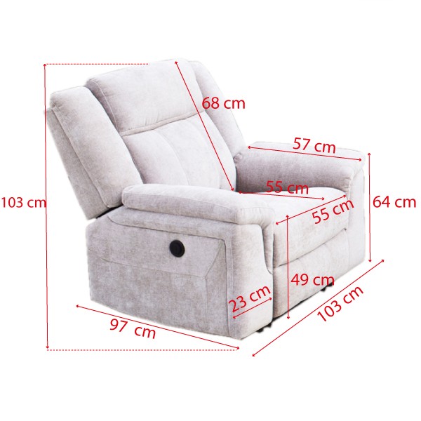Sillón Relax Eléctrico Troya 1 Plaza con Muelles Ensacados
