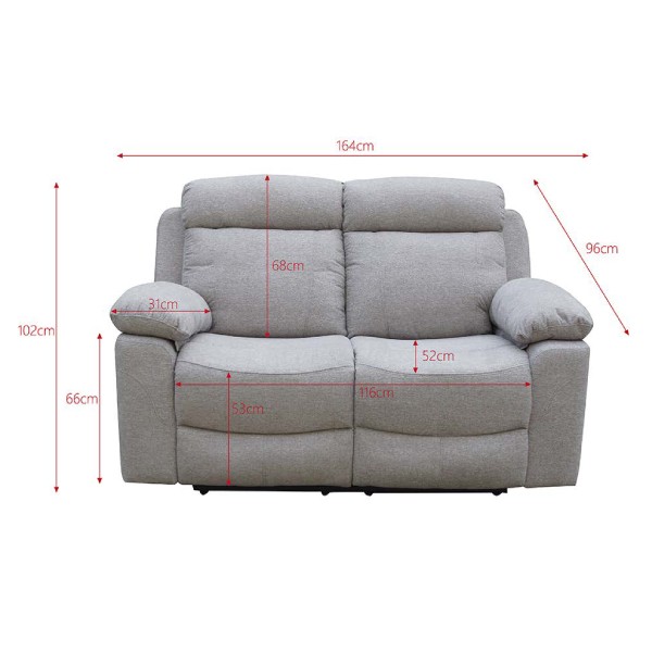Sofá 2 Plazas Relax Manual Olimpo Tela Rama Gris