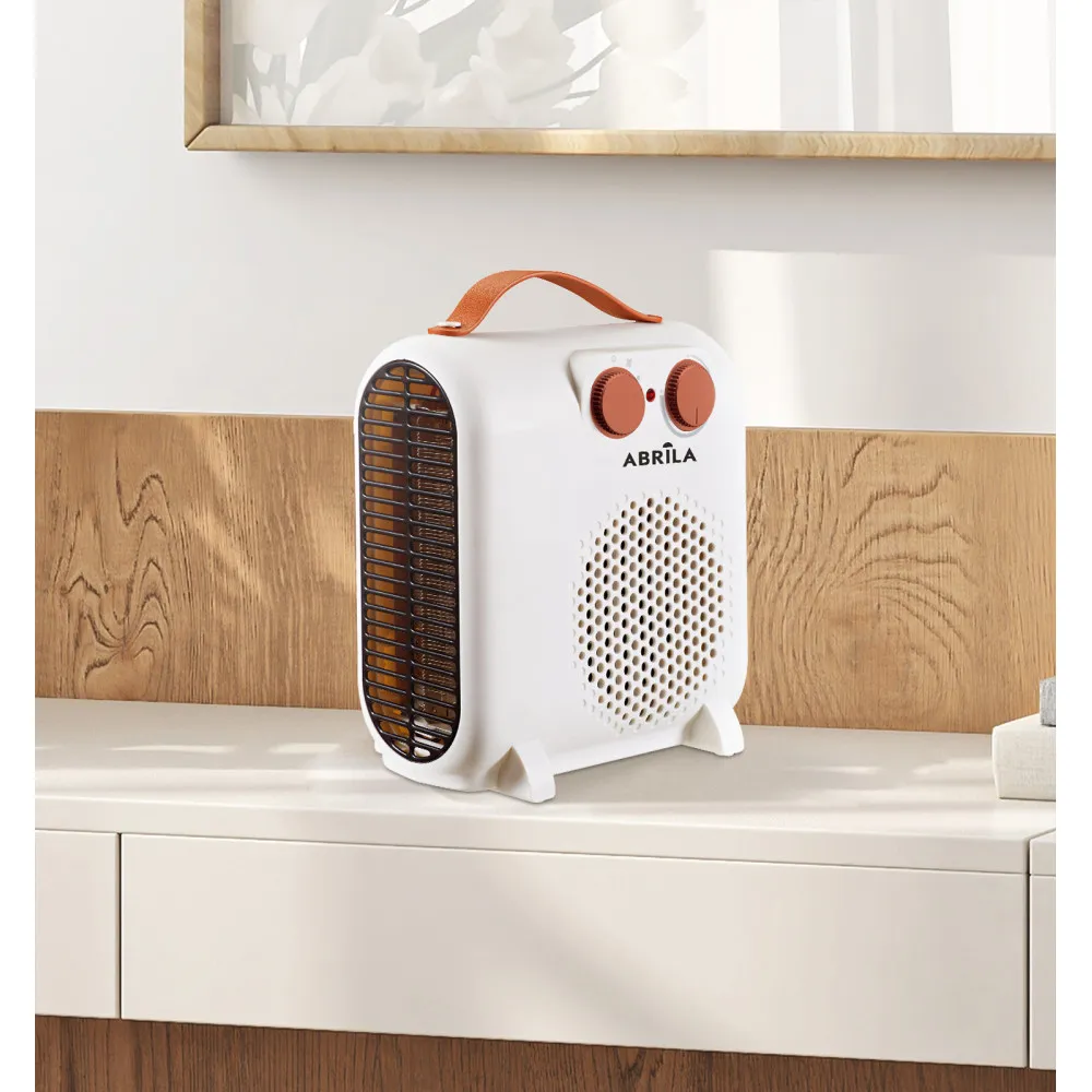 Termoventilador Eléctrico Tundra 2000W Blanco/Marrón con Termostato y Luz Indicadora