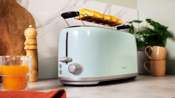 Tostadora Cecotec Toast&Taste 1600 Retro Double Blue 1630W 2 Ranuras Largas