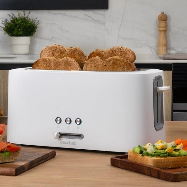 Tostadora Cecotec Toast&Taste 16000 Extra Double White 1630W 2 Ranuras Largas