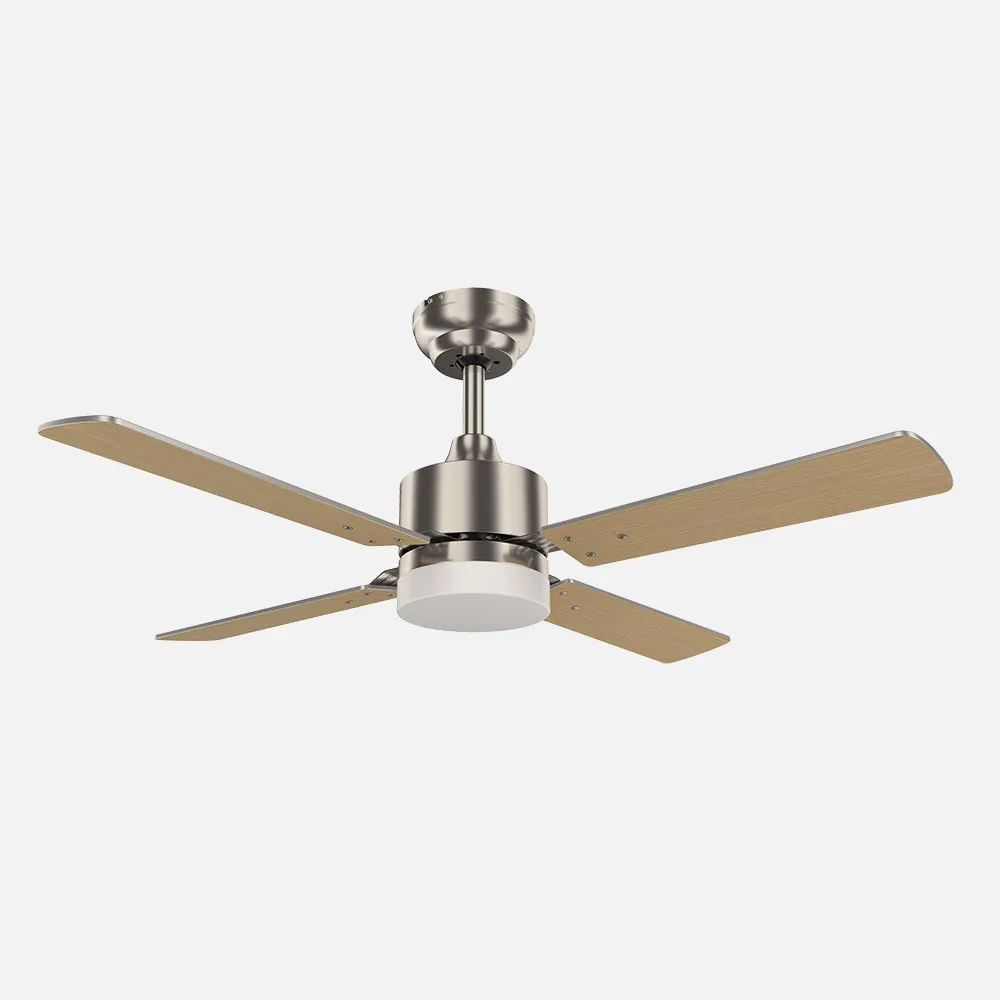 Ventilador DC Hupe Níquel 107cm LED 18W 2350Lm Aspas Reversibles con Mando y Temporizador