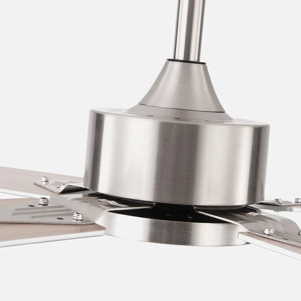 Ventilador DC Hupe Níquel 107cm LED 18W 2350Lm Aspas Reversibles con Mando y Temporizador