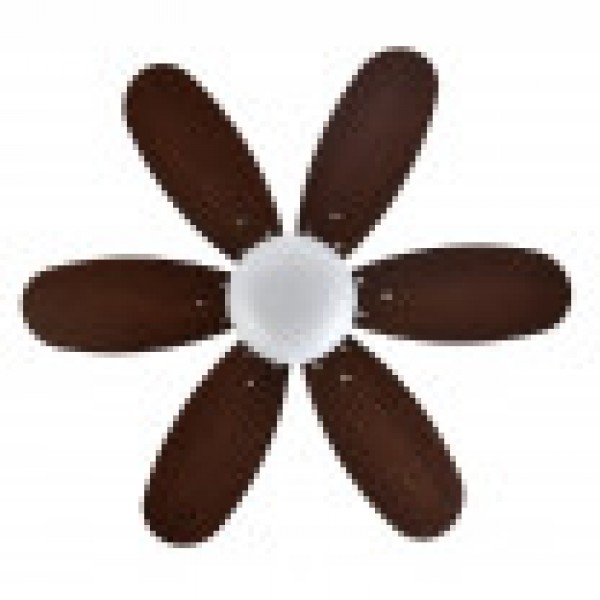 Ventilador Dc Alves 2xe27 Cuero 6 Aspas Rev. Cerezo/nogal 41x85d C/ Remoto Y Temporizador