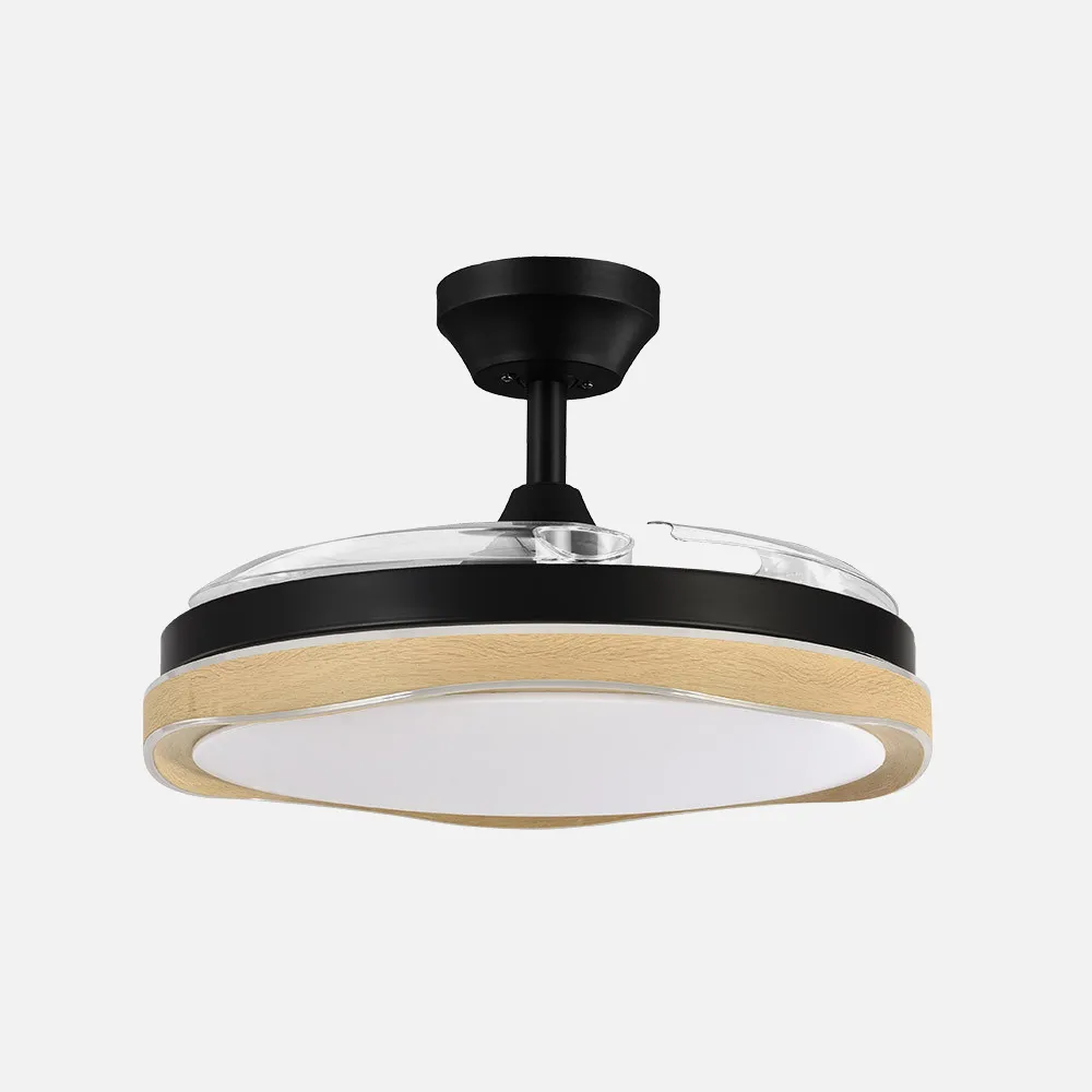 Ventilador Dc Blondi Negro/madera 72w 3aspas107d 7200lm 6vel 3000k,4500k,6000k Remoto+temp