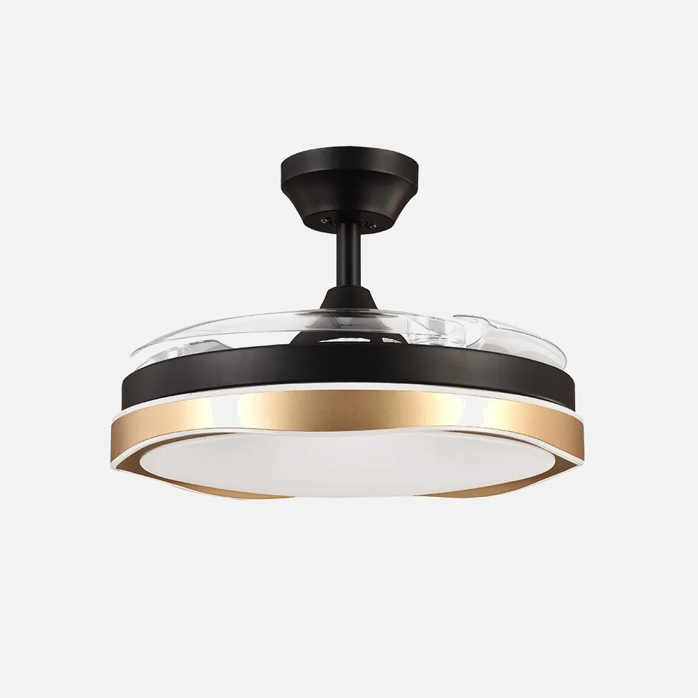 Ventilador Dc Blondi Negro/oro 72w 3aspas 107d 7200lm 6vel 3000k,4500k,6000k, Remoto+tempo