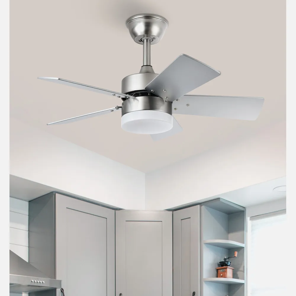 Ventilador DC Marta Níquel LED 76 cm 5 Aspas Reversibles con Mando