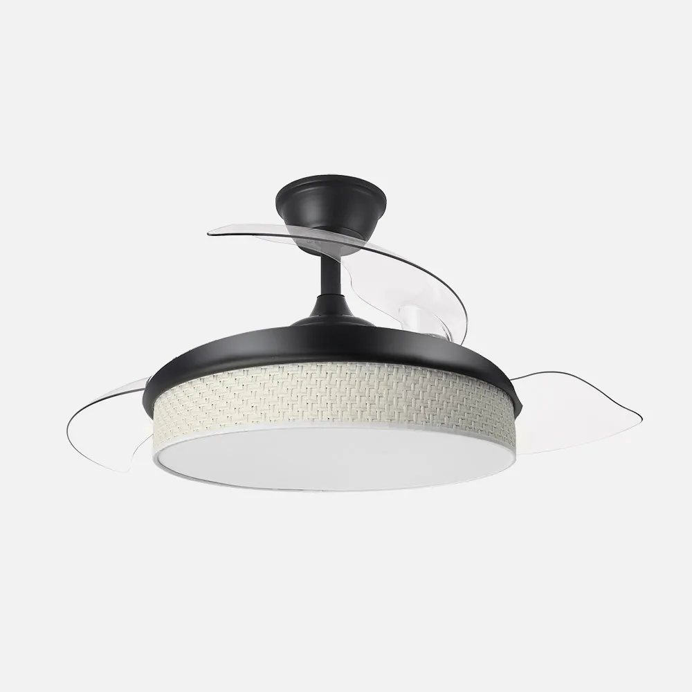 ​Ventilador Dc Moda 72w Negro/cañizo Blanco 108d 3aspas 7200lm 3000k,4000k,6000k