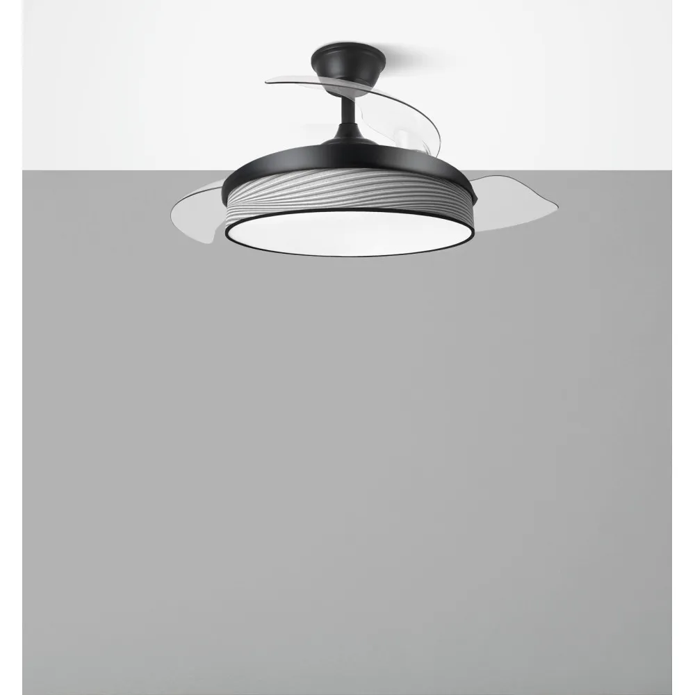 Ventilador Dc Moda 72w Negro/surco Gris 108d 3aspas 7200lm 3000k,4000k,6000k 
