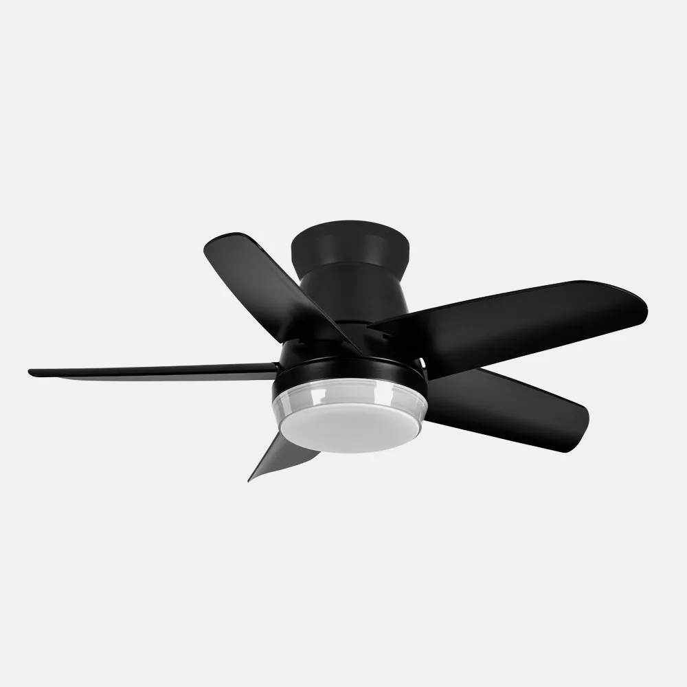Ventilador Dc Neutron 24w 2400lm Negro 5 Aspas 91d 3000k,4500k,6000k, Remoto+temporizador+