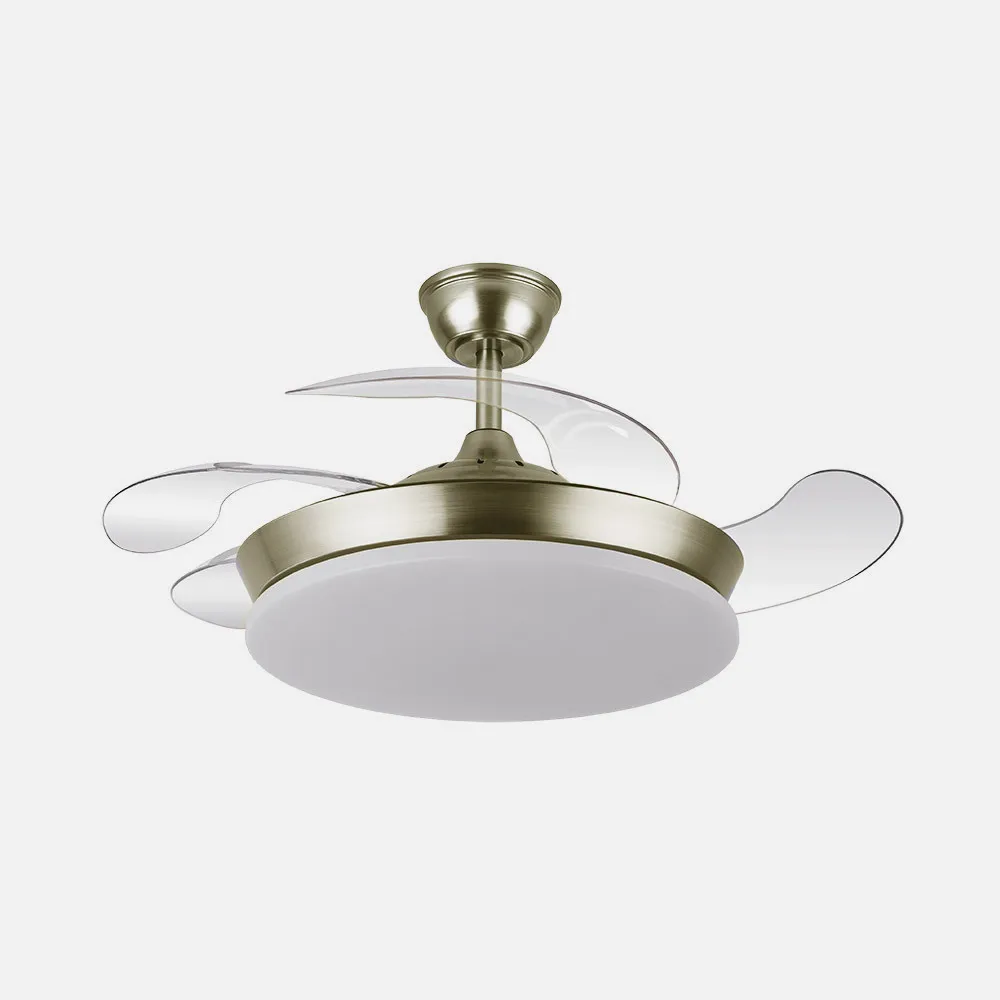 Ventilador DC Tridente Mini 59W Cuero 91cm LED 6980Lm con Mando y Temporizador