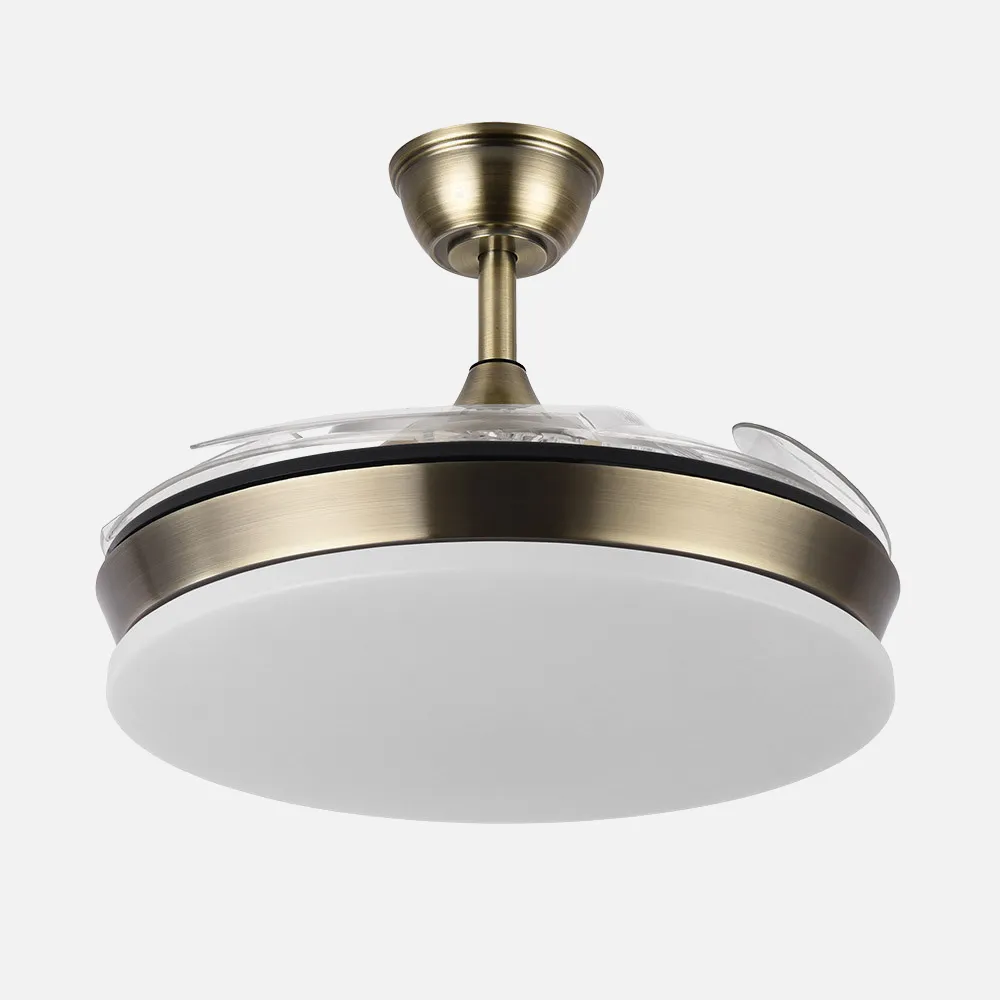 Ventilador DC Tridente Mini 59W Cuero 91cm LED 6980Lm con Mando y Temporizador