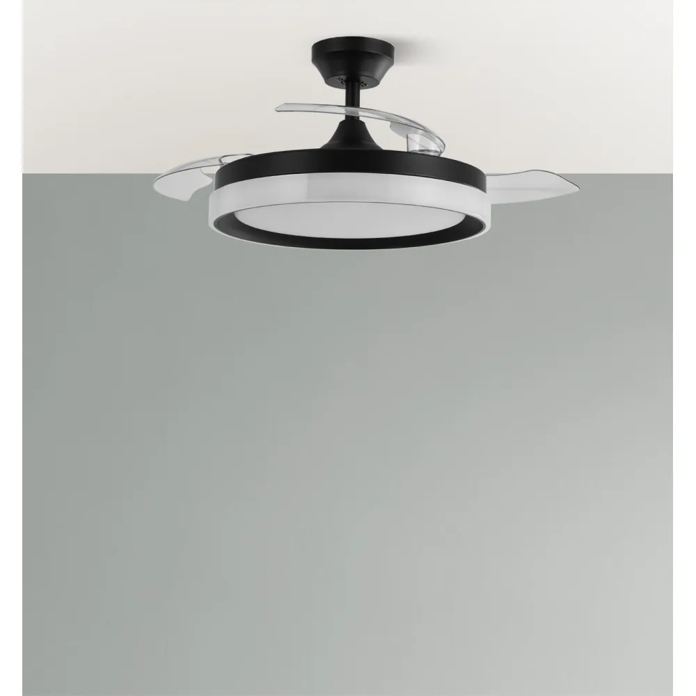 Ventilador Dc Zenit Negro 72w 3aspas Desplegables 107d 7200lm 6vel 3000k,4500k,6000k, Remo