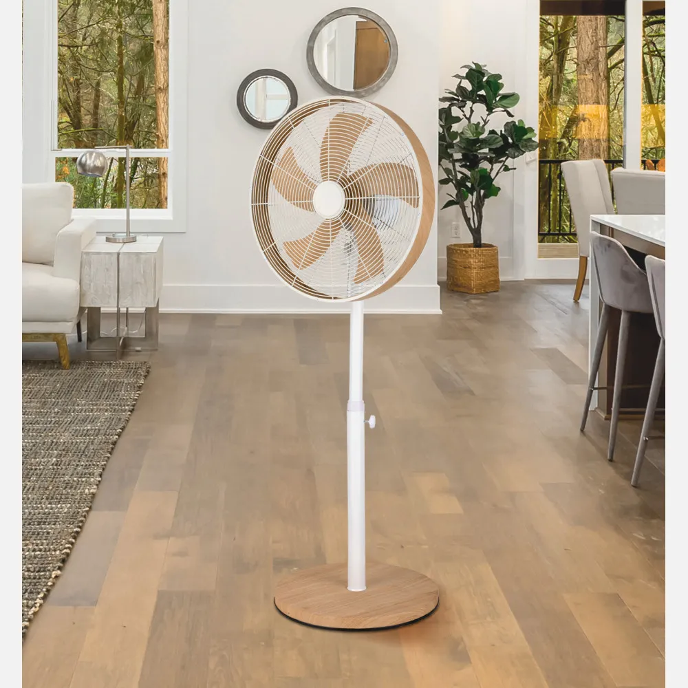 Ventilador De Pie Alcañiz Blanco haya 3 vel 50w 5 aspas Oscilante Y Rotatorio Regx45x37cm