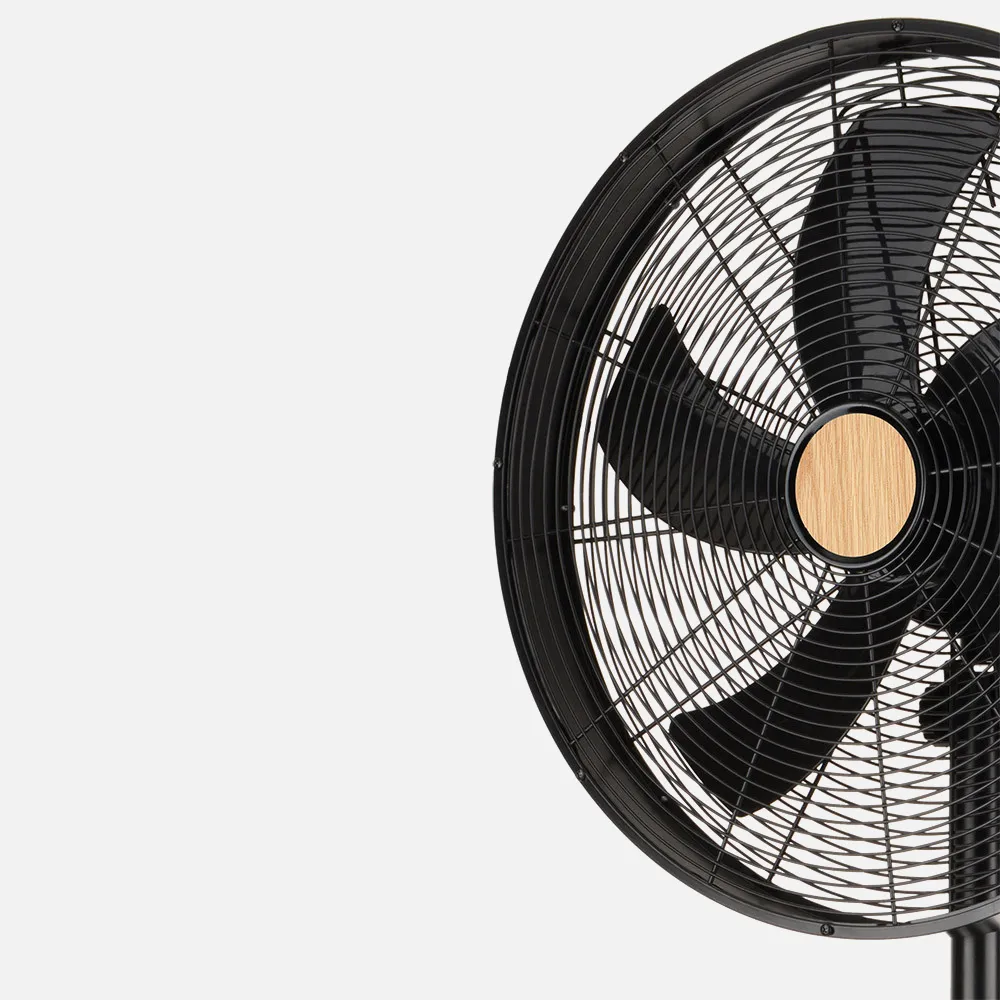Ventilador De Pie Falcon Negro/haya 3vel 50w 5aspas Oscilante Y Rotatorio Regx45x37cm