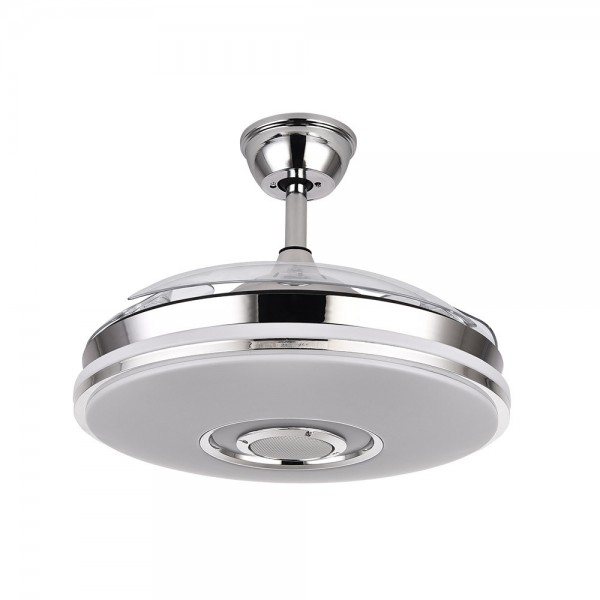 Ventilador Dc Noto 72w 6117lm Cromo 3asp.desp.108d 3 Colores+rgb Bluetooth, Remoto, Memori