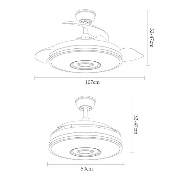 Ventilador Dc Noto 72w 6117lm Cromo 3asp.desp.108d 3 Colores+rgb Bluetooth, Remoto, Memori