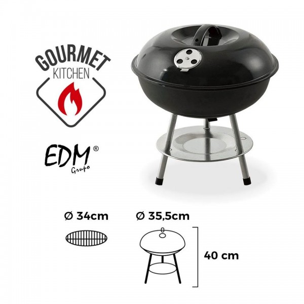 Barbacoa de pie EDM Ø35,5X40cm 3 Patas color Negro