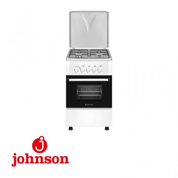 Cocina Johnson COCI50BB 4 Fuegos mas Horno Blanca gas Butano 