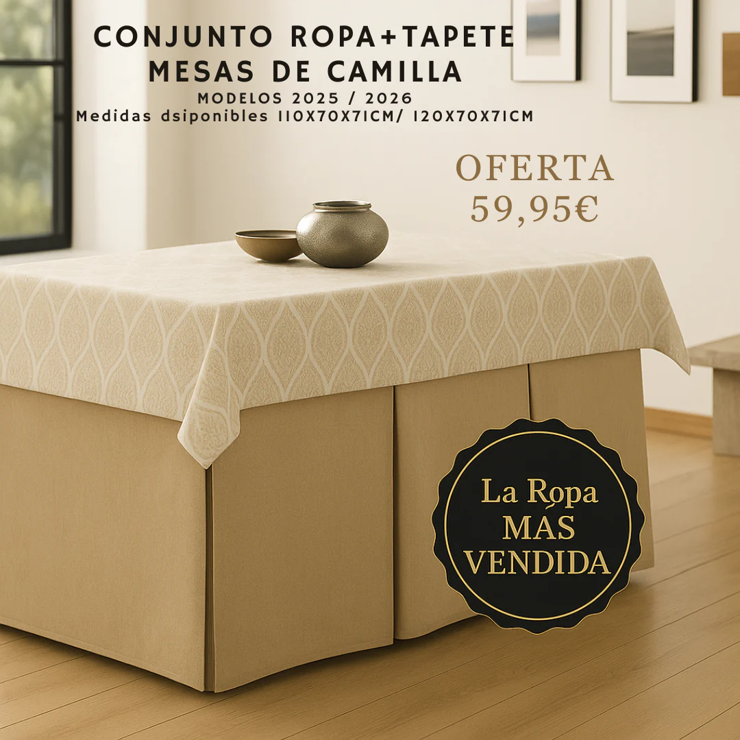 Ropa Mesa Camilla Rectangular Alcores Chenilla – Cálida, Elegante y con Tapete Incluido