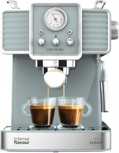 Cafetera espresso vintage de 20 bares y 1350 W con Thermoblock, manómetro y vaporizador