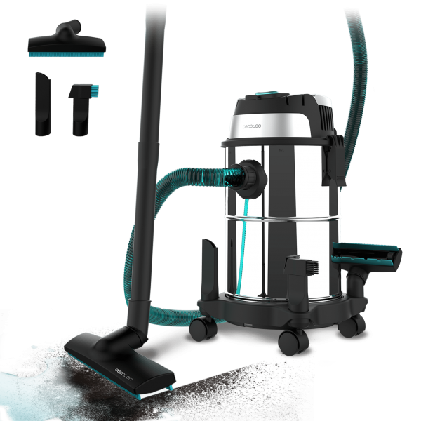 Conga Rockstar Wet & Dry Steel, Aspirador Agua y Polvo Compacto con Carcasa Metálica