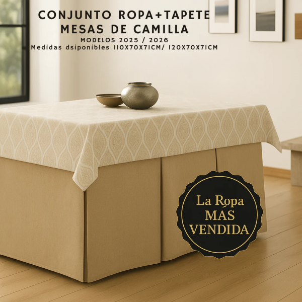 Ropa Mesa Camilla Rectangular Alcores Chenilla – Cálida, Elegante y con Tapete Regalo