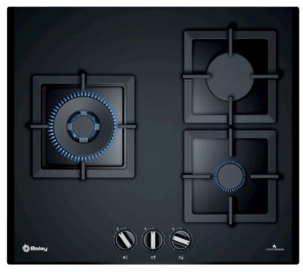 Encimera Balay 3ETG663HB Cristalgas Negra 3 Fuegos con Wok Doble Anillo y GasStop