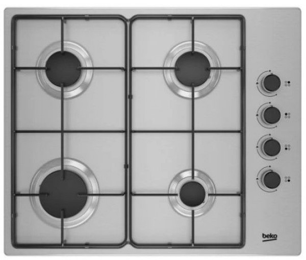 Encimera Beko HIGG64103SXN Inox 4 Fuegos Gas Natural/Butano con Quemadores Alta Eficiencia