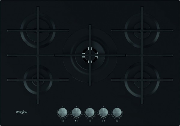 Encimera Whirlpool GOWL728NB Gas 73cm Negra 5 Fuegos con Multilevel Flame 9 niveles